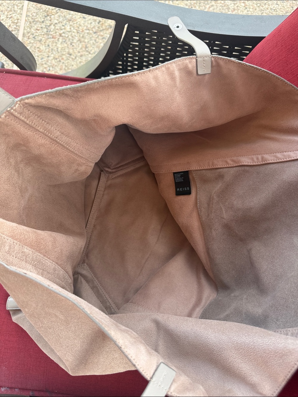 Reiss Taupe Suede Tote with Light Gray Trim - Picture 12 of 16